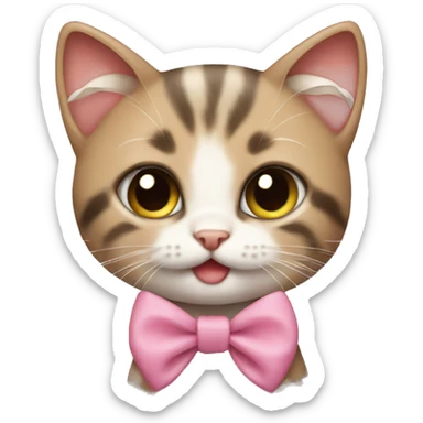 cute kitten wearing a bow sticker