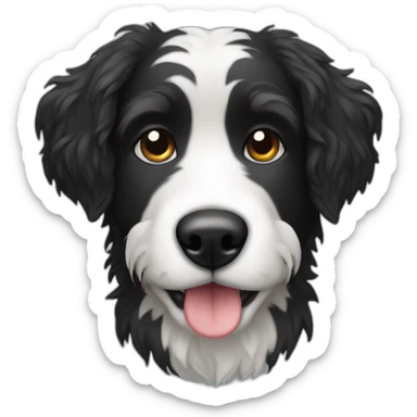 Hairy Black and white wet dog sitting sticker