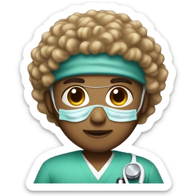 Short curly hair light brown skin surgeon with brown eyes sticker
