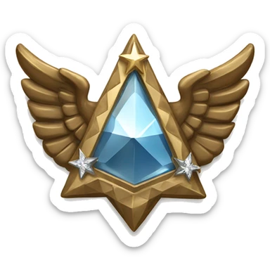 Diamond shaped Bronze military badge with 3 stars in the center and wings behind sticker