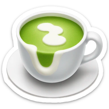 cup of matcha tea with milk foam  sticker