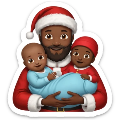 black Santa holding baby  sticker