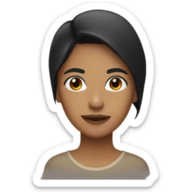 light brown woman with black hair and brown eyes sticker