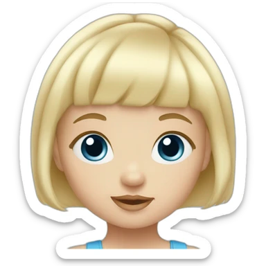 Blond baby girl with blue eyes and bangs sticker