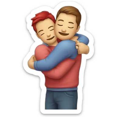 Hug with red heart sticker