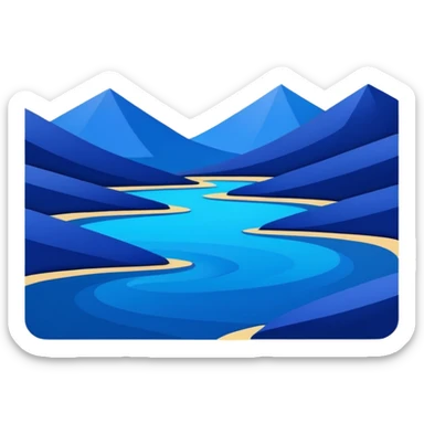 Matisse style BLUE abstract art landscape sticker