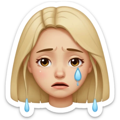 Crying girl with clean vibe sticker