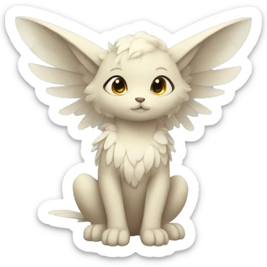 Anthro shy cute kawaii winged animal hybrid full body sticker