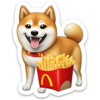 Shiba Inu eating mcdo sticker
