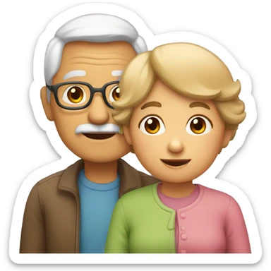 grandpa, grandma, and child sticker