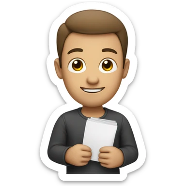 Giy with a packet in his hand sticker