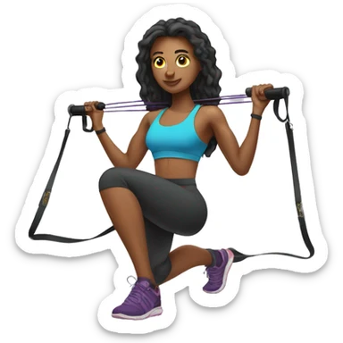 woman working out with TRX resistance bands sticker