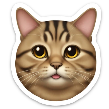 Fat British tabby cat with black and brown fur sticker