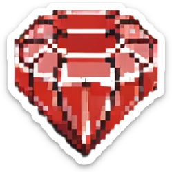 red diamond, sparkling pixel art sticker