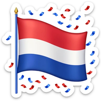 France flag with festive confetti, apple style emoji sticker