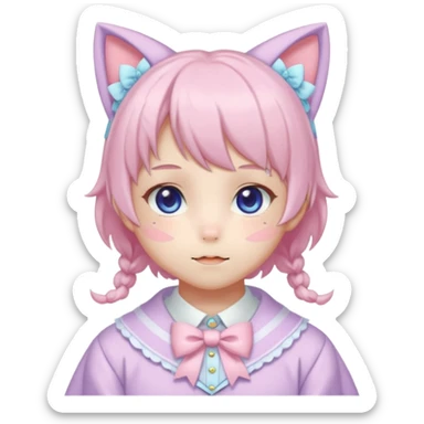 Shiny Blushing Cute Kawaii Beautiful Pastel Lolita Anime Catman Trending Style Cottagecore Pastelcore  sticker
