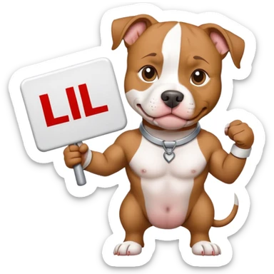 Pit bull holding a sign that says "L" sticker