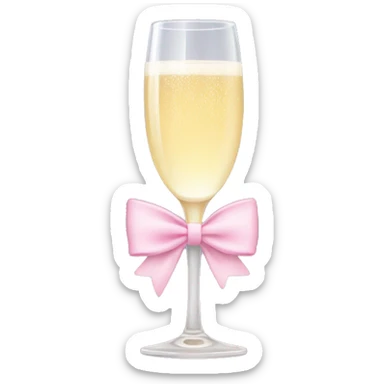 Champagne glass with baby pink bow on stem sticker