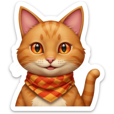 Cat smiling and giving thumbs up, wearing red Checkered Triangle scarf sticker
