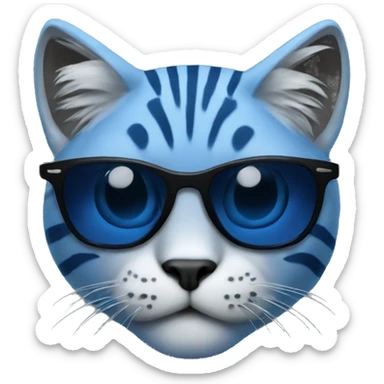 blue wildcat, with black sunglasses sticker