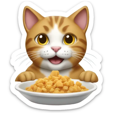 Cat eating food sticker