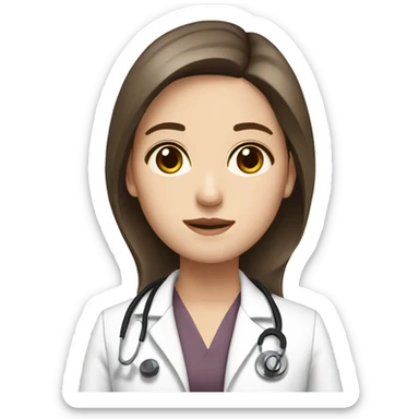 doctor, brown hair, girl, white skin, straight hair, brown eyes sticker