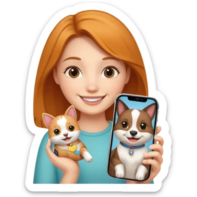 girl holding an iphone case with pets sticker