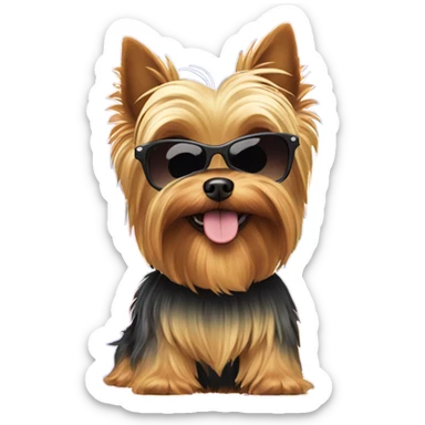 Yorkie Dog with sunglasses flying sticker
