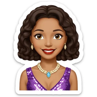 Dorothy Dandridge with long dark brown hair, cream sequin outfit sticker