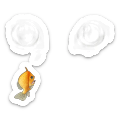 cat, with long gray furr, eats fish sticker