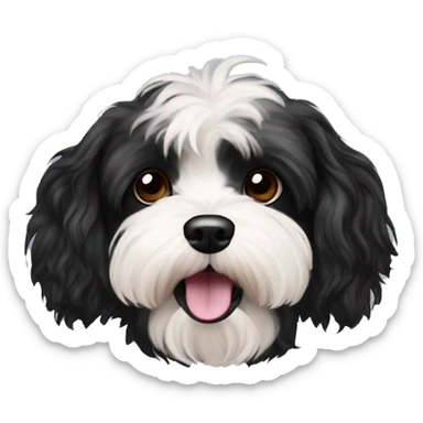 Black coloured dog bichon havanese with black eyes go crazy sticker