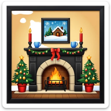 christmas fireplace sticker