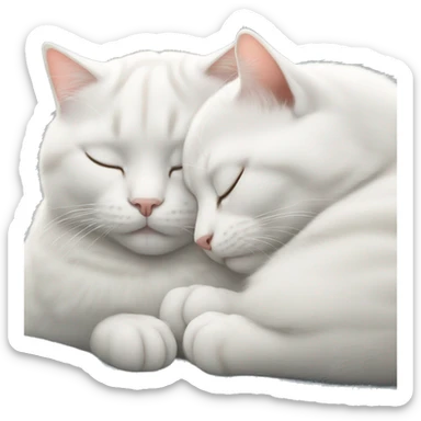 two white cats sleeping curled up next to each other sticker