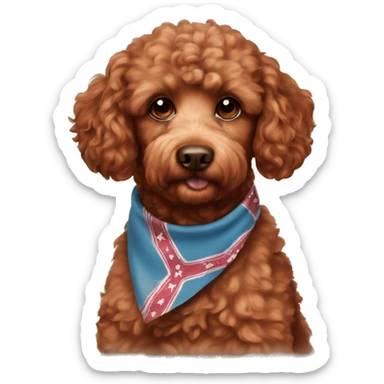 Red brown poodle mix dog with bandanna  sticker
