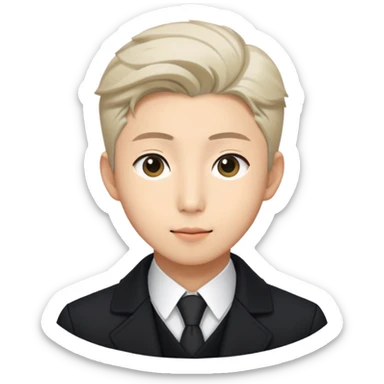 Kim namjoon  wearing black coat ,white shirt in formal way sticker