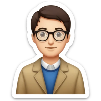 a person visiting a museum with a museum building in the background sticker