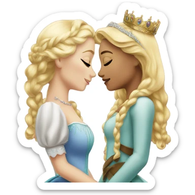 2 women princesses couple blonde kiss sticker