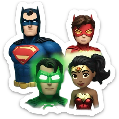 Wonder woman, batman, green lantern, superman flash sticker