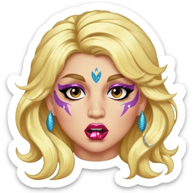 kesha with glitter making a snarling lip curl face sticker