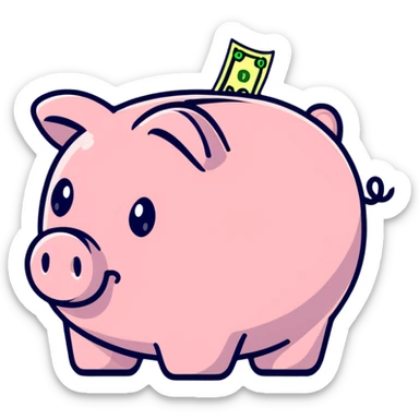 piggy bank with dollar sign sticker
