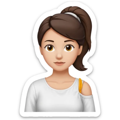 mom tie her brunette hair low and put on one side of shoulder  sticker