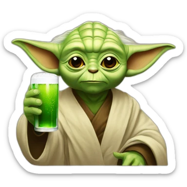 yoda drink a big beer sticker