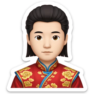 manchu hairstyle on chineese man sticker