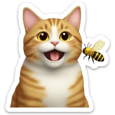 a cat kissed by bee sticker