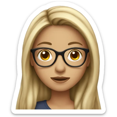 Emoji Brunette girl with blonde highlights wearing glasses and long hair sticker