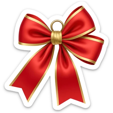 Red christmas bow with gold sticker