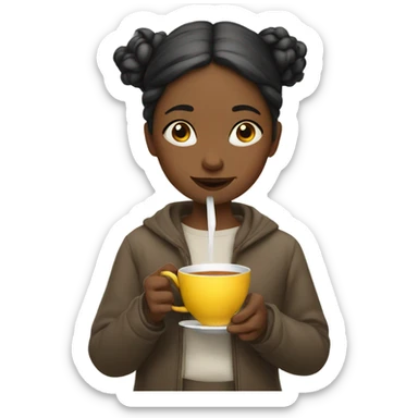 Girl sipping tea sticker
