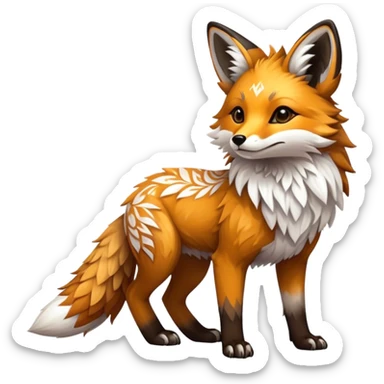 Epic Feral Rare Fantasy shiny cool fluffy Vernid-Trico-Fox-species-hybrid-animal by LiLaiRa, tribal-Art-patterns , tufted ears, full body sticker