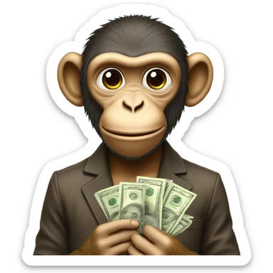 Monkey with money sticker