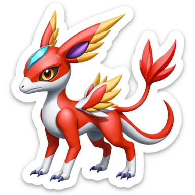 Shiny Colorful Meloetta-Latias-Koraidon-Peppercat-Wargreymon-Protogen-Fakémon-fusion-hybrid-creature sticker